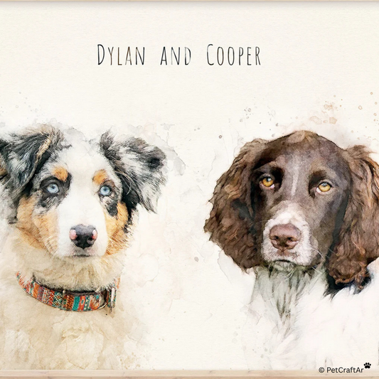 Custom Watercolor Pet Portrait – Realistic Dog Painting from Photo.